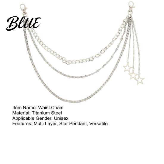 Metal Buckle Waist Belt Chain Titanium Steel Multi Layer Design