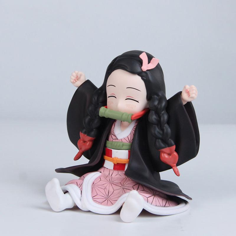 11cm Anime Demon Slayer Kamado Nezuko Figures Sitting Posture Model Desktop Decoration Ornament Statue Toys Gifts Collectible