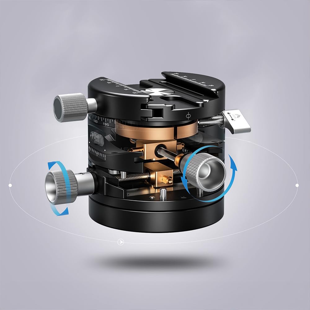 Leofoto G20 Geared Pan Gear Horizontal 50mm Base 20kg Load 036884 Head, 2-Axis Adjustment, ±15° Adjustment, Arca-Swiss Compatible, Diameter, Capacity,