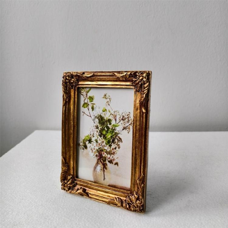 Marco de Fotos Retro, Marco de Fotos Decorativo Antiguo Ornamentado Ovalado para Mesa y Pared Decoración del Hogar