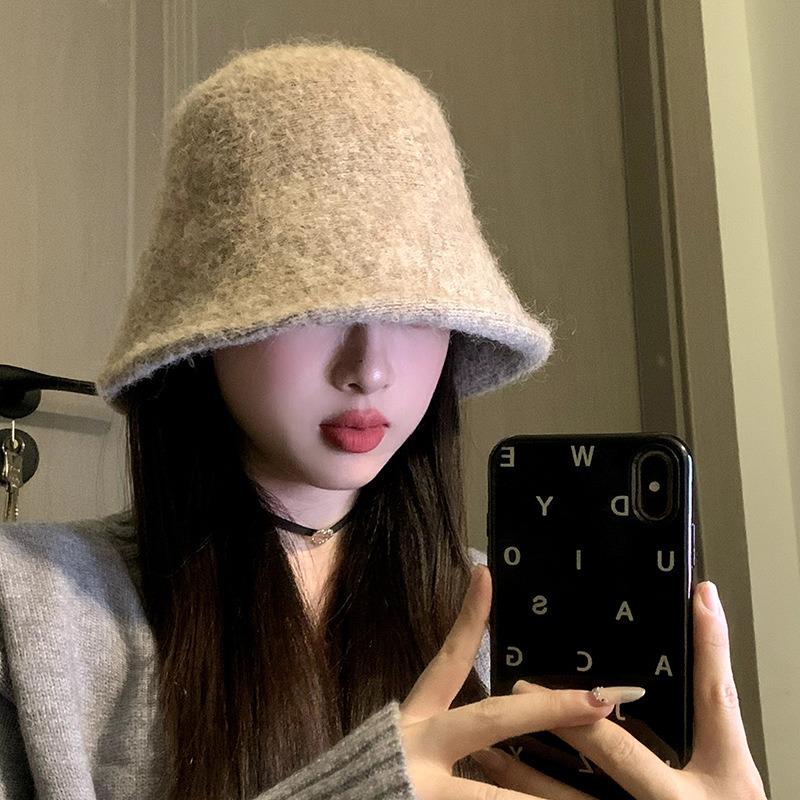 Wool fisherman's hat children autumn and winter plain and versatile warm washbasin hat fashion bucket hat