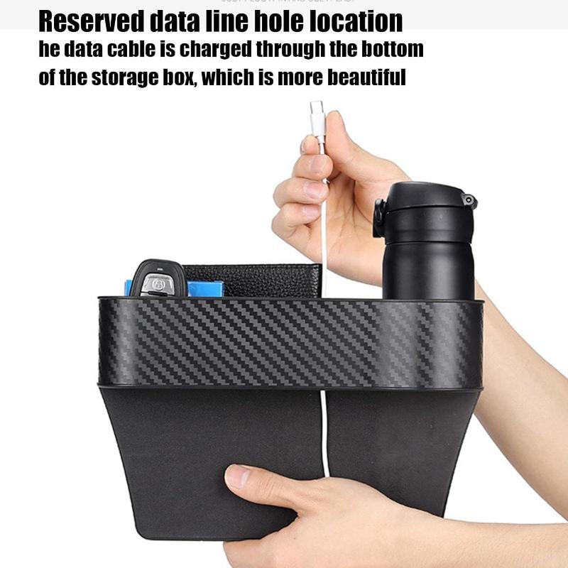Universal Car Seat Gap Storage Organizer Box with Two Cup Holders and Phone Pocket for Neat Car Interior