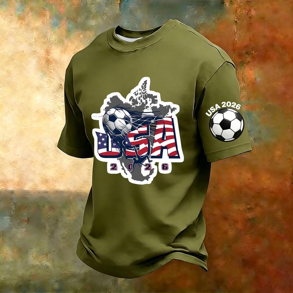 Men's V-Neck Printed Short Sleeve T-Shirt, Lightweight Breathable Casual Summer Top