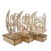 Wooden Eid Decoration Night Light Ramadan Desktop Ornament DIY LED Lamp Crafts Islamic Muslim Home Party Decoration Gifts