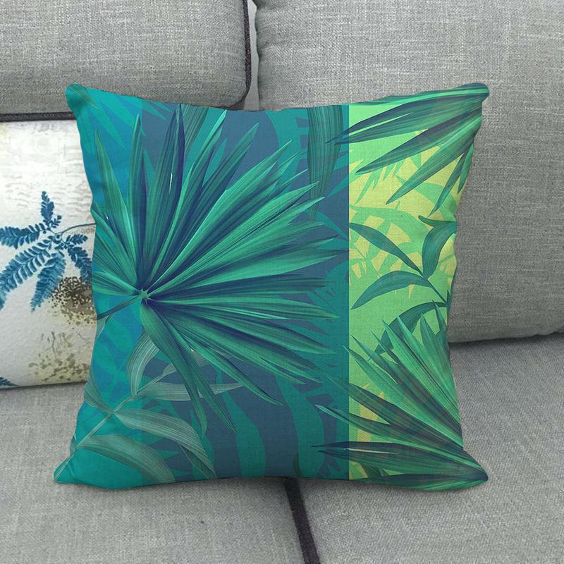 Palm Tree Leaves, Turtle-Back Bamboo Plant Digital Printing Short Plush Pillow Covers For Sofa Office Cushion Cover Home Goods