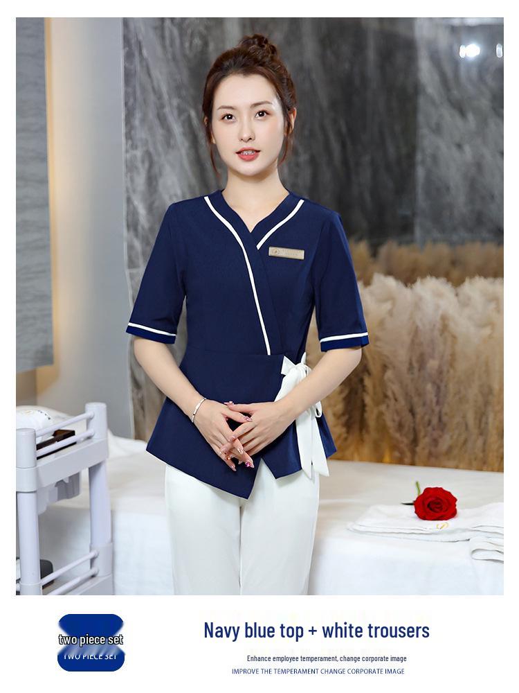 

Women s Seven-Sleeve Uniform Set for Traditional Chinese Medicine Clinic, Health Center, SPA Reception & Beautician XXXL