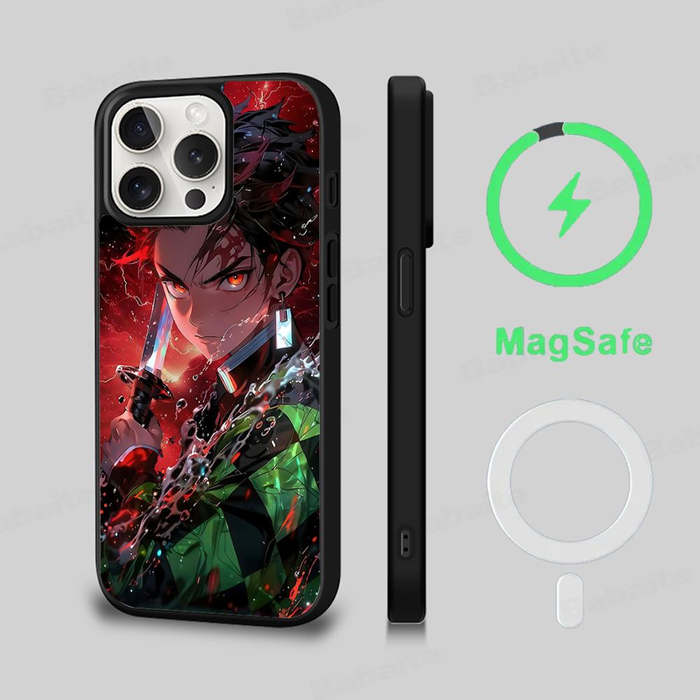 Demon Slayer Phone Case Magnetic Case For IPhone 16 14 13 12 11 15 Pro Max Plus For Magsafe Wireless Charge Cover