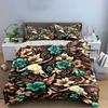 Skull and Floral Pattern Design Bedding Duvet Cover Set  (1*Duvet Cover 2*Pillowcases, Without Duvet Insert)