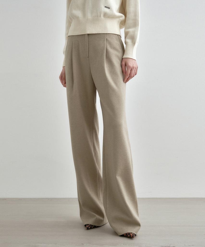 MONGDOL Winter Ver) One-Pleat Wide Slacks Beige Mdpt025Fwbeige