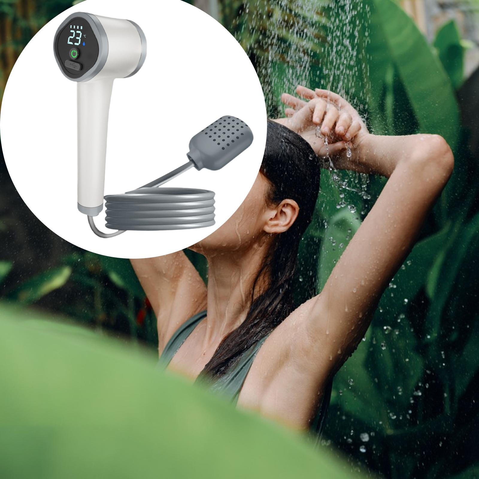 

Портативный душ для кемпинга, для купания на открытом воздухе, водонепроницаемый, с цветным дисплеем температуры воды, пляжный