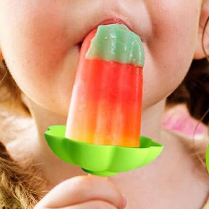 Držáky na nanuky pro děti Opakovaně použitelné silikonové držáky na nanuky Sada 5 kusů s odtokovými drážkami Proti odkapávání Párty potřeby Pro