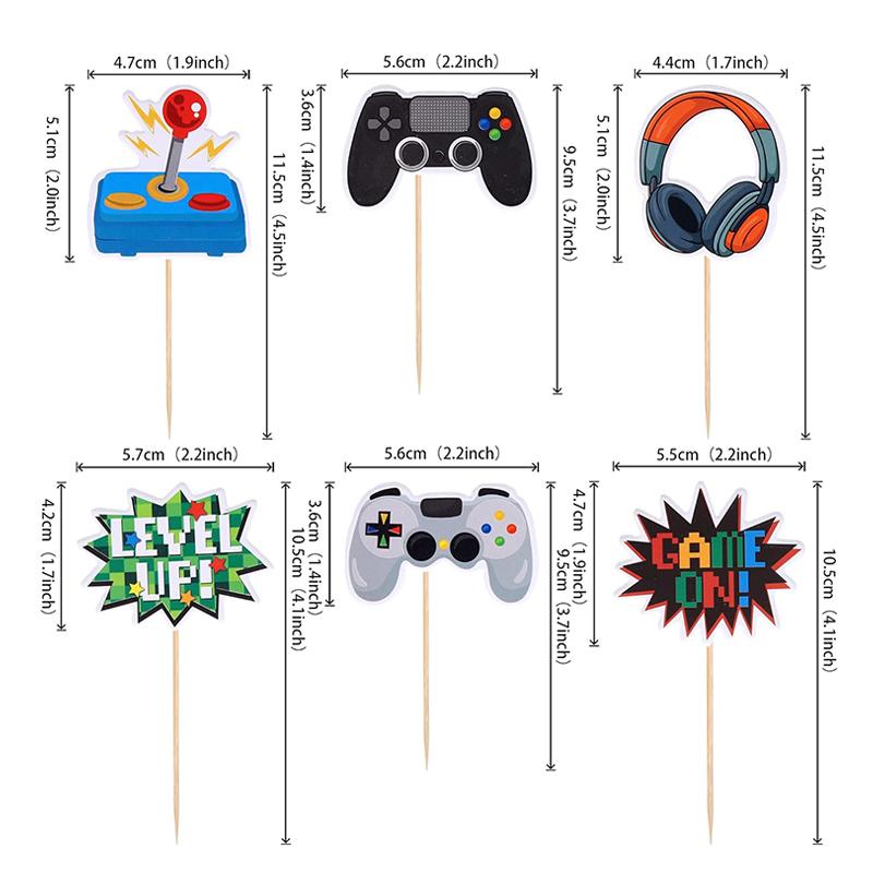 13pcs/set Video Game Happy Birthday Cake Toppers Game On Controllers Cupcake Topper Kids Boys Birthday Party Decoration Supplies