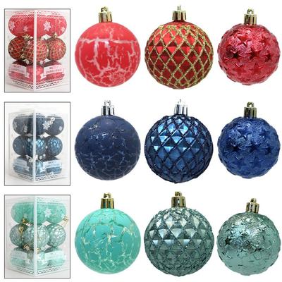 12pcs DIY Supplies Plastic Christmas Ball Set 6/8cm Delicate Christmas Tree Pendant Waterproof Creative Hanging Ornament Xmas