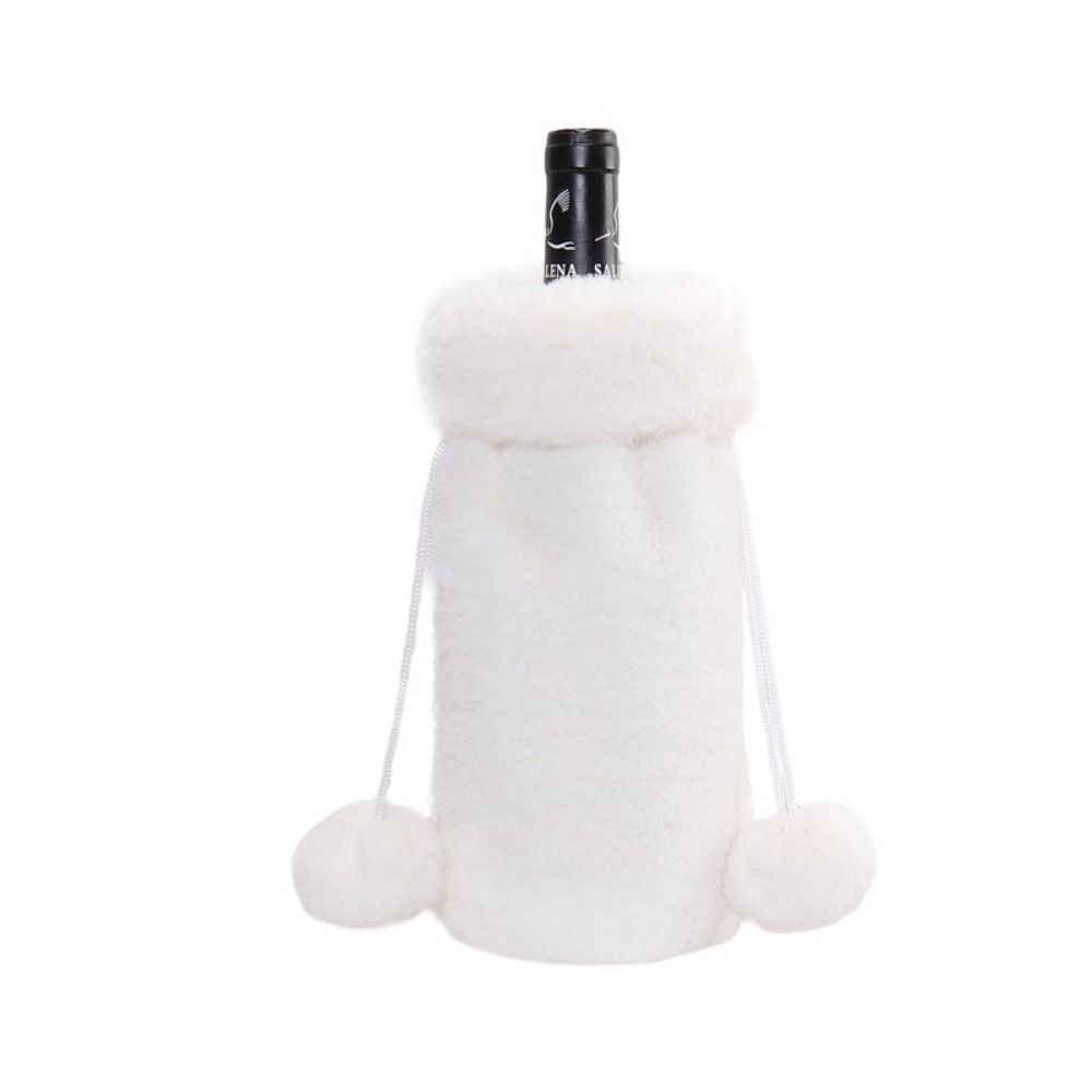 

Reusable Christmas Wine Bottle Covers Decorative Plush Wine Bottle Set for Home білий