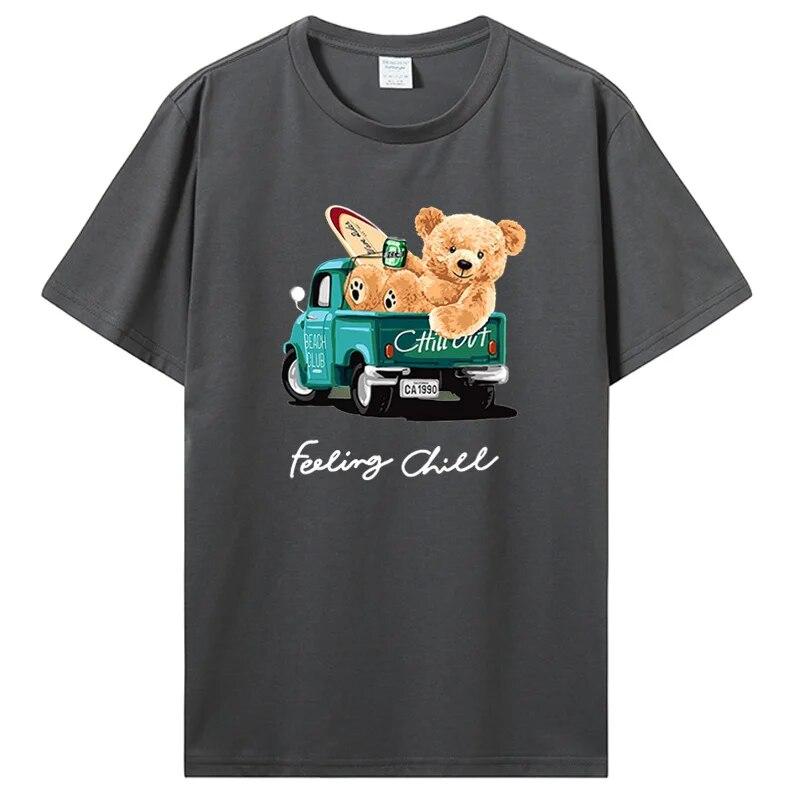 Teddy Bear T Shirt Funny Cotton Short Sleeve Graphic T Shirts Unisex Women Harajuku Clothing Summer Unisex's Oversize T-shirt Tees