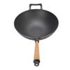Cast Iron Wok Pan Multifunctional Stir Fry Pan with Wood Handle for Induction Cooker Electric Ceramic Stove Gas