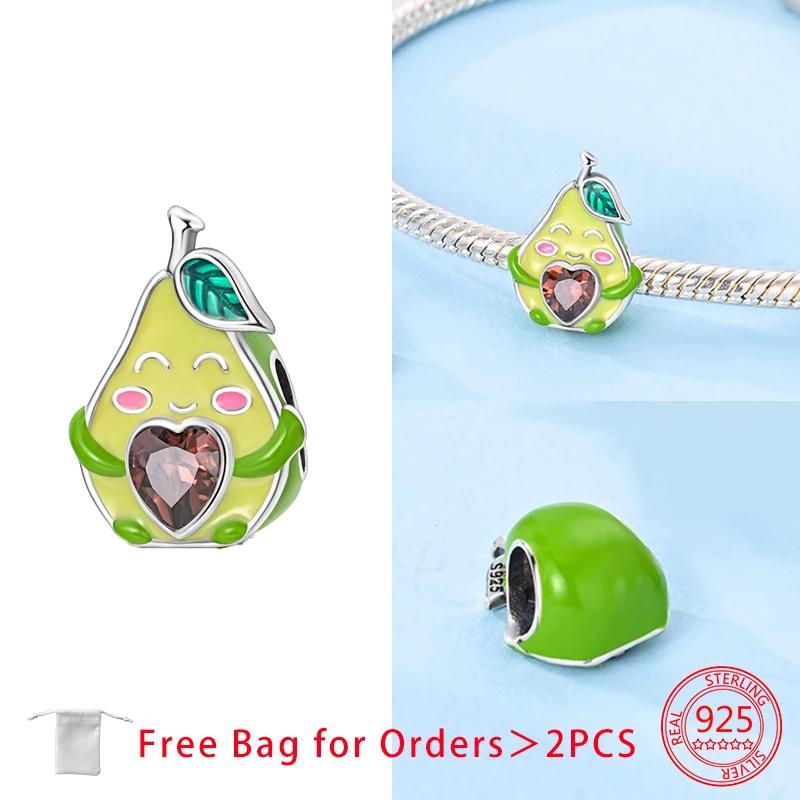 Anniversary Copper Charms Avocado Strawberry Cherry Beads Fit Bracelet Accessories Bead Jewelry Making Jewelry Gift