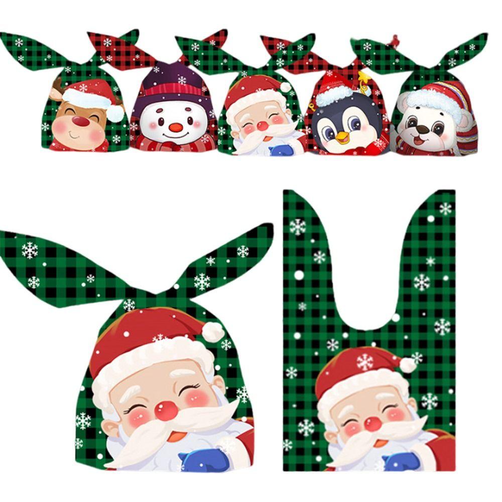 

50/100 шт. Рождественский мешок конфет Санта-Клауса, праздничные атрибуты, Рождественские кроличьи уши, подарочные пакеты, мешки для печенья в виде снеговика на Рождество