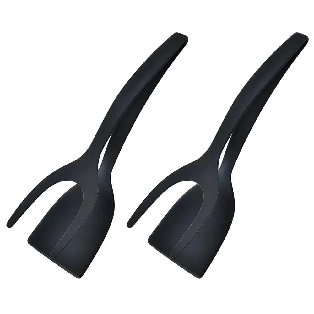 New 2 In 1 Grip Flip Spatula Tongs Egg Flipper Spatula Nylon Non Stick Coating Pancake Fish French Toast Omelet Making Tool