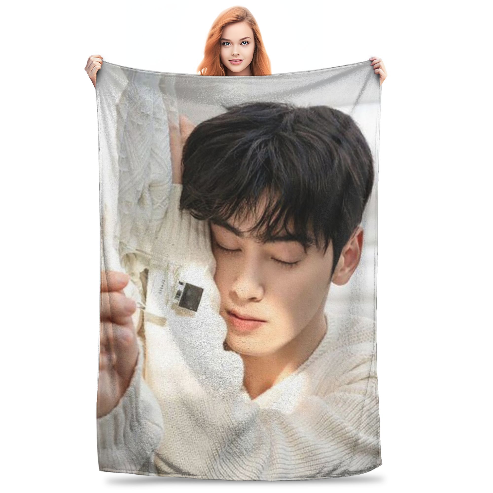 

Cha Eun Woo Blanket Super Soft Flannel Sofa Throw Blanket for Home Bedroom Outdoor Throws Bedspread Quilt 80x120cm