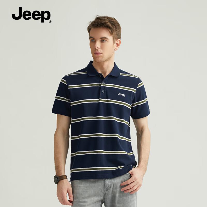 JEEP Men s Summer Casual Striped Polo Shirt 4XL