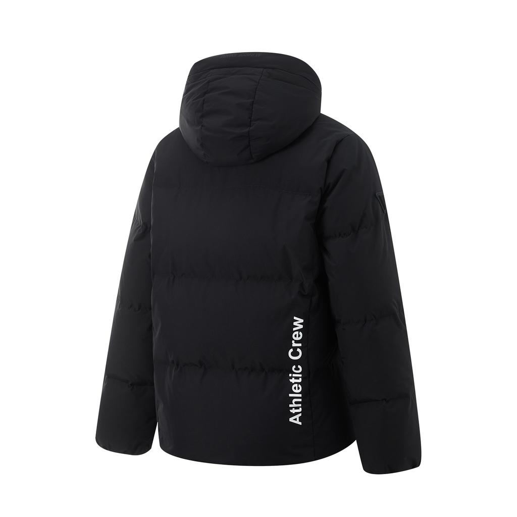 Li Ning Hot Pot Down Jacket Series Water-Resistant Stand Collar Solid Color Short Down Jacket Women outerwear Black AYMU338-2