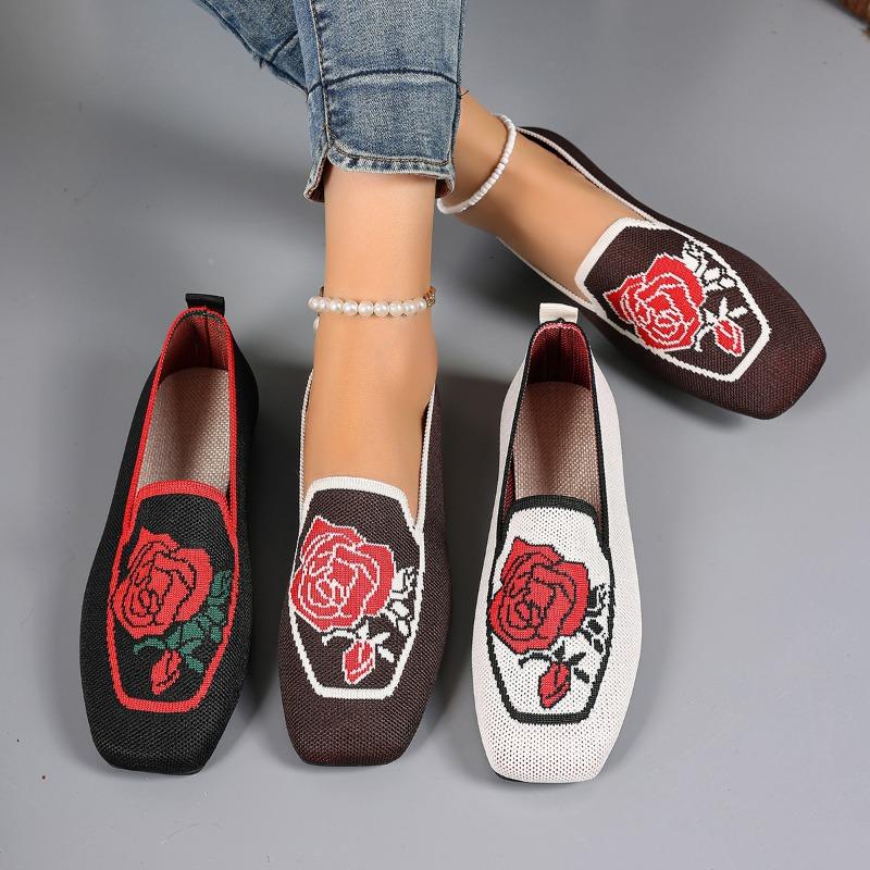 2025 New Flat Pumps Embroidered Breathable Work Shoes