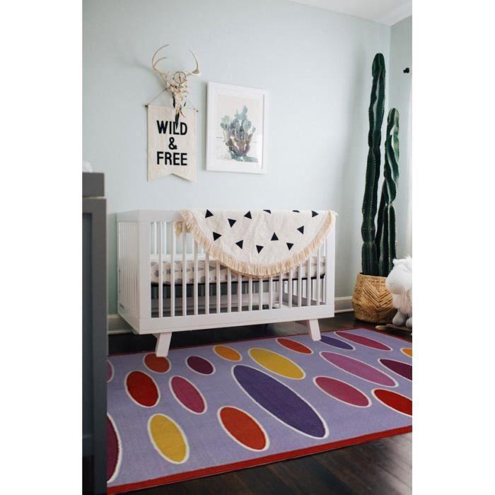 Tapis salon imprimé d'ovales multicolore 133x190