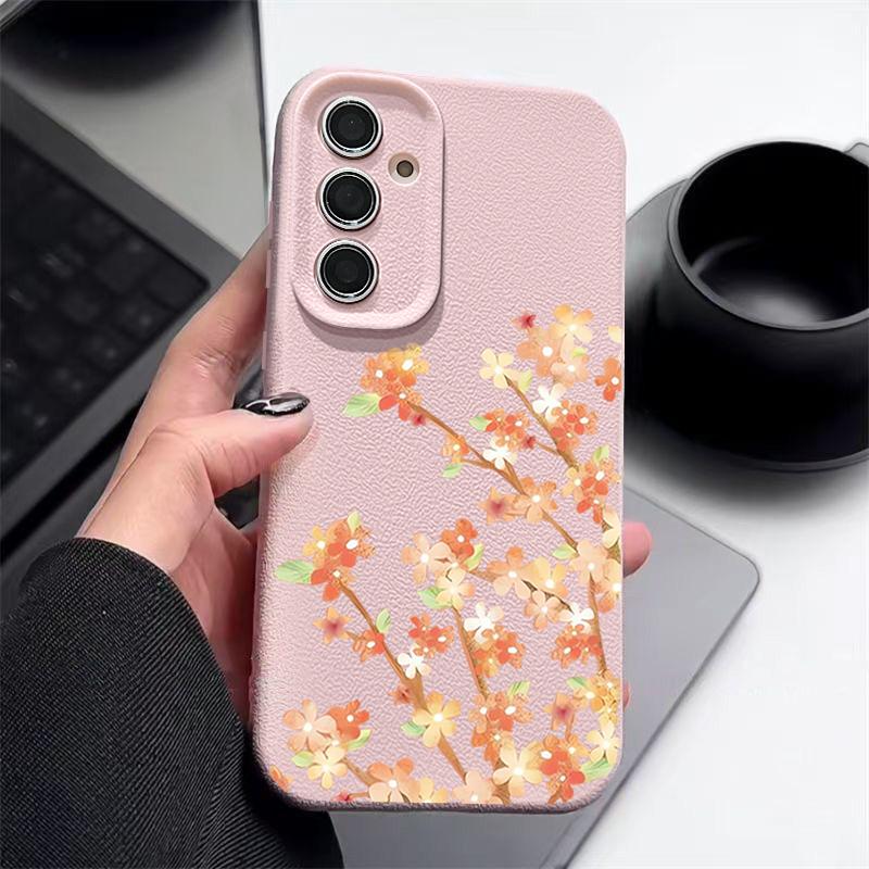 

Orange Blossoms Floral Pattern Case For Samsung Galaxy S26 S25 S24 Ultra S23 S22 S21 FE A54 A15 A35 A55 A16 A26 A36 A56 A17 A37 A57 5G Funda Samsung S21 Ultra рожевий