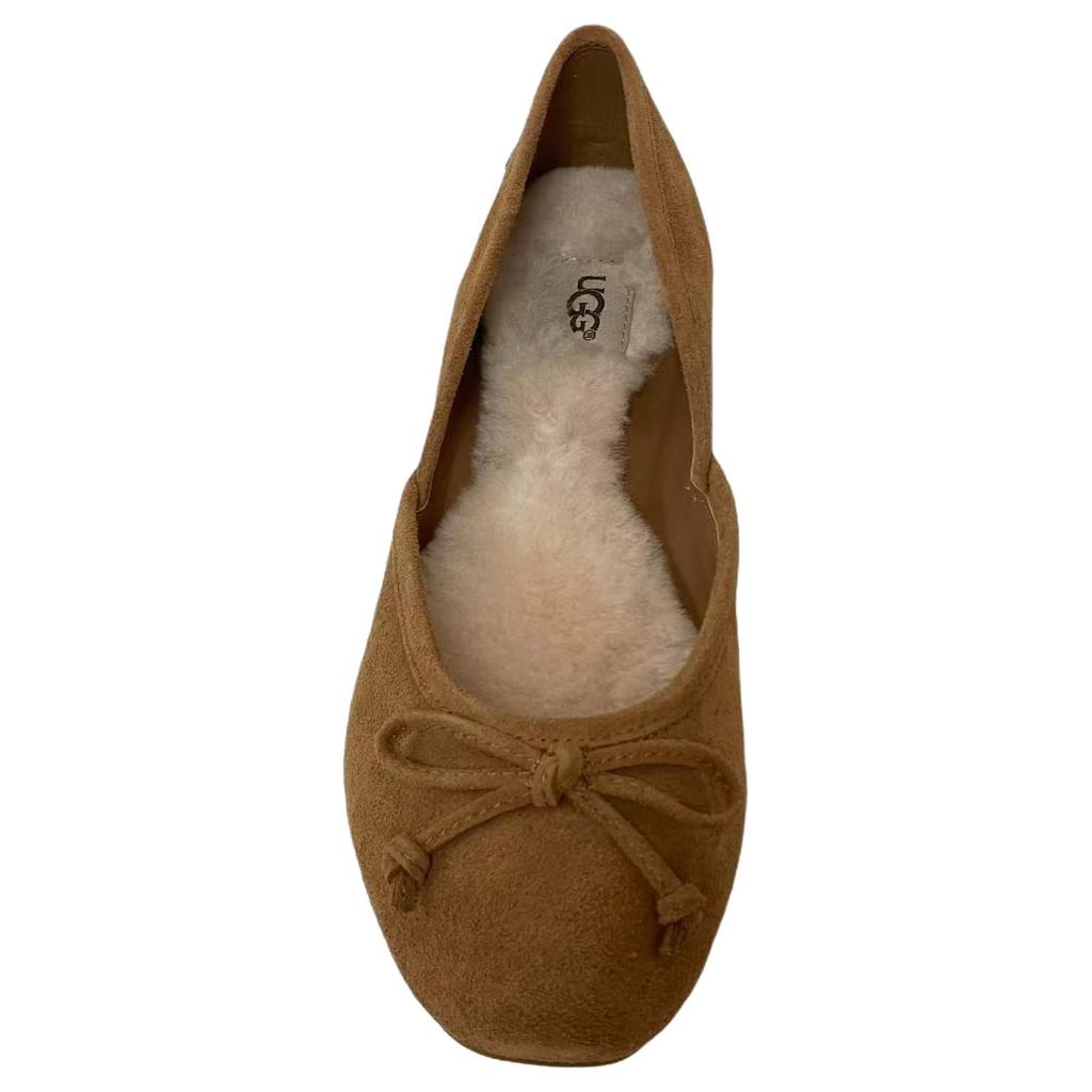 UGG Lena Flache Rindsspaltleder Vielseitige Bequeme Freizeitschuhe Damen Ballerinas Dunkelbraun 1098289-CHE