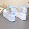 Fashion 12CM High Brand Sunthetic Summer Fashion Mesh Chunky Sneaker Hollow Casual Shoes Platform Wedge Flats Bling Leather Comfy
