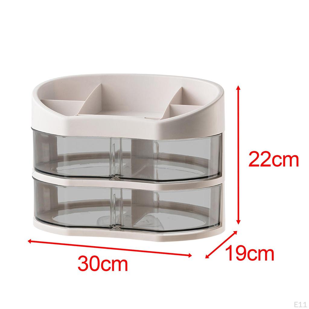 Jewelry Container with Rotatable Drawers Cosmetic Storage Box for Lipstick Dorms