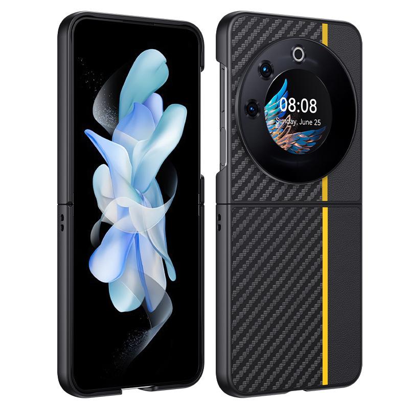 Suitable for Transsion PhantomVFlip Mobile Phone Case Carbon Fiber Kevlar Pattern Anti-drop Ultra-thin Leather Case Protective Case