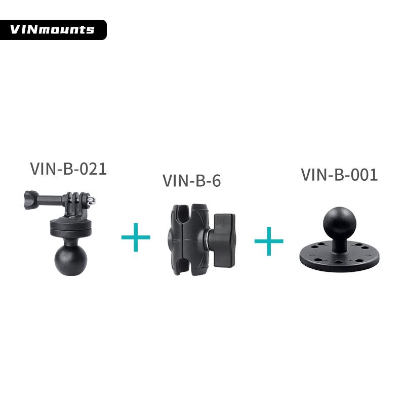 VIN Mounts 1 Drill-Down Mount with Double Socket Arm with Action Camera Adapter Compatible with Ram Mounts