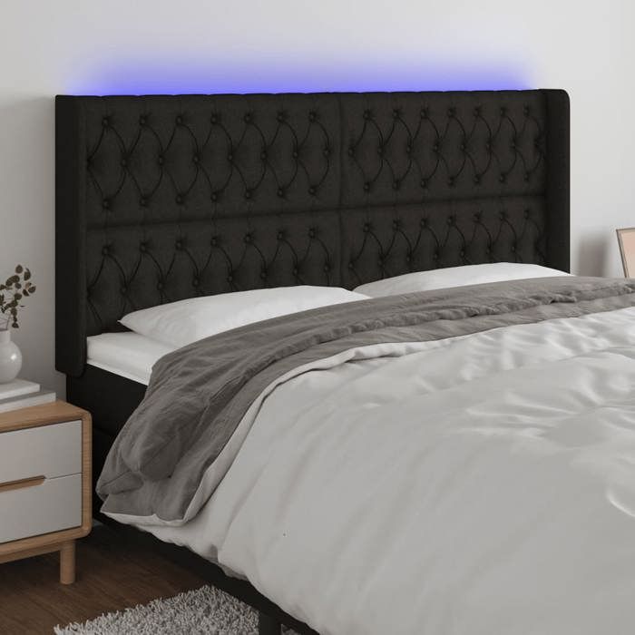 VidaXL LED Headboard Bedroom Furniture Double Bed Accessory Head of Bed Frame Interior Black 3124408