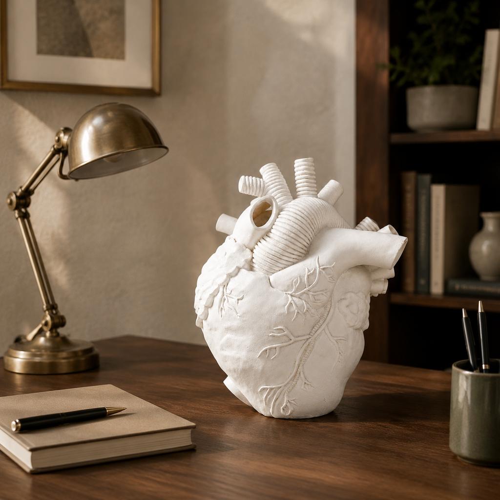 European Style Resin Anatomical Heart Vase with Multi-Hole Design
