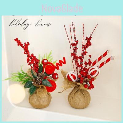 Christmas Mini Tree Decor With Christmas Flower For Festive Table Scene