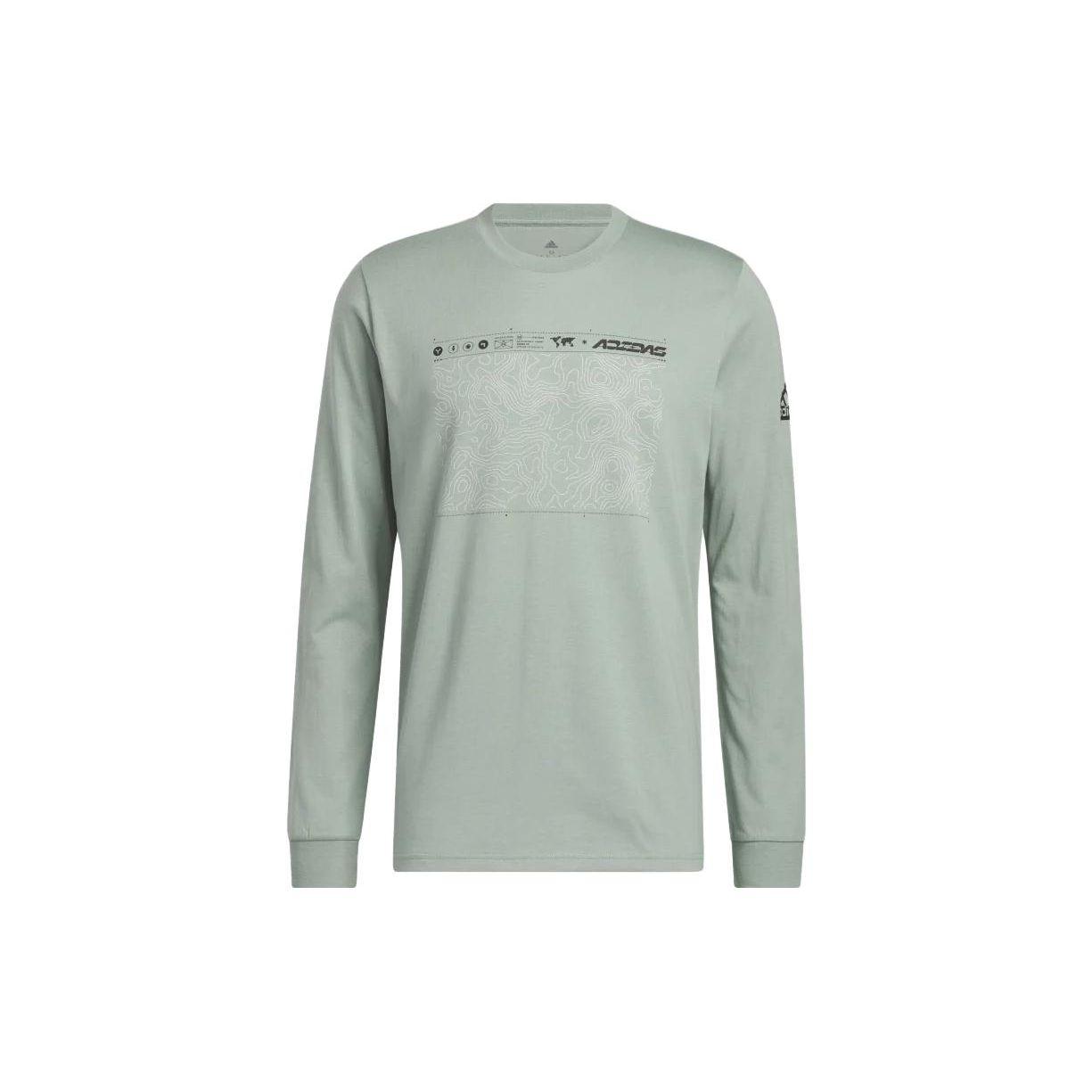 

adidas City Escape Long Sleeve Graphic Tee Silver Green Men Streetwear H49662 M