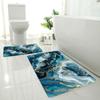 1Pcs Anti Fatigue Kitchen Rugs Blue Marble Textured Waterproof Non-Slip Thick Cushioned Kitchen Mat Heavy Duty Comfort Standing Mat for Kitchen