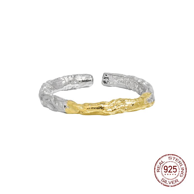 

1 Cool Style 925 Стерлингового Серебра Цвет Гальванический Текстурный Набор Циркон Открытое Кольцо Подходит Для Женской Повседневной Носки