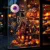 Home Window Ornaments Halloween Static Clings, Glass Stickers with Ghost Cat Bat Removable Holiday Decorations Patterns, Reusable Decals for