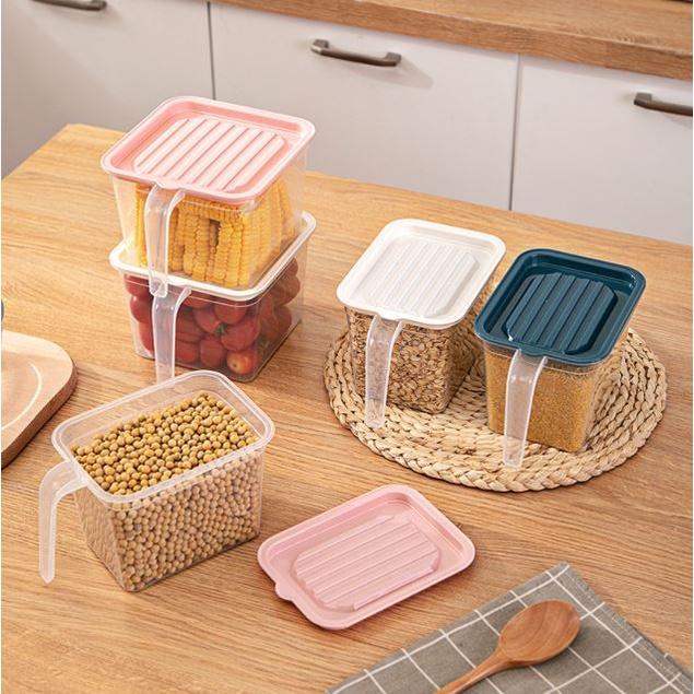 1ks Organizér do lednice, úložný box na potraviny s rukojetí, plastový organizér do mrazáku, zásuvka, plastová úložná krabička na vejce