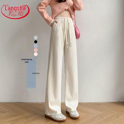 Pantalon décontracté pour femme à taille haute et jambes larges