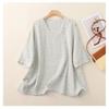 Summer Retro Floral Linen Pullover - Artistic Fresh Five-Sleeve Top