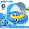 Baby Pool Float with Canopy UPF50+ Sun Protection, 6-24 Months Inflatable Infant Swimming Ring, Bath Floatie, Swimming Pool Accessories, and Toy Play