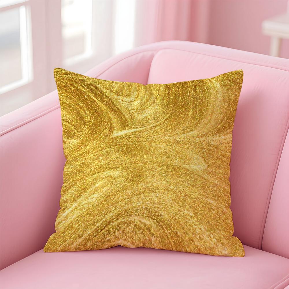 Luxe Shiny Art Gold Foil Texture Cushion Cover Pillow Case Soft Skin Friendly Fabric  Concealed Zipper
