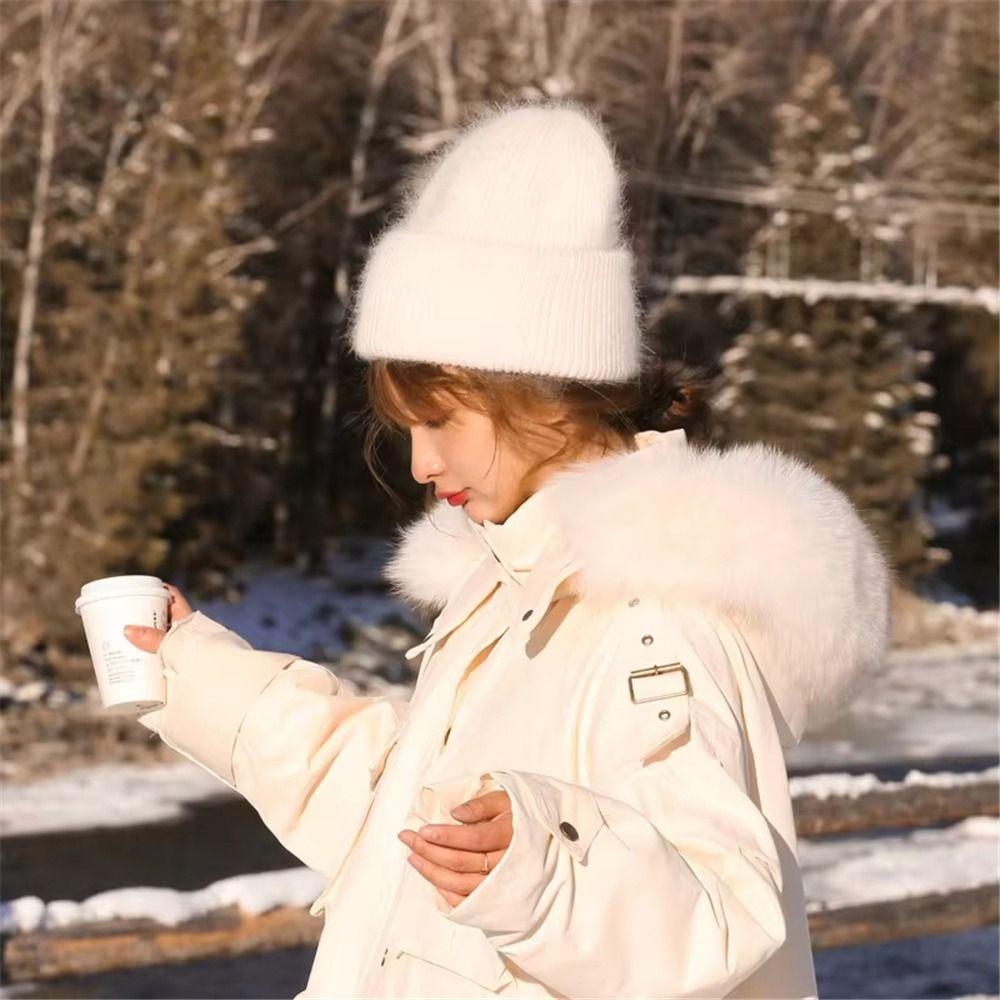 

Winter Warm Skiing Gorras Korean Style Windproof Cycling Hats for Women Men White