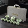 Ru kiln tea set, business side gift, customer souvenir gift box, a complete set of covered bowl teacups