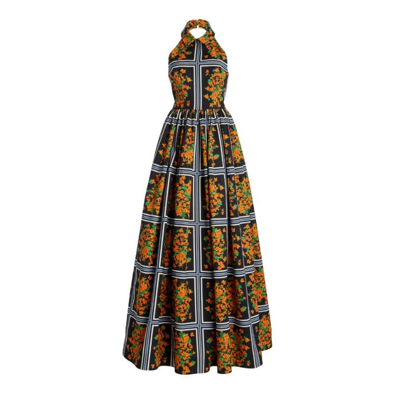 

Женское летнее сексуальное платье-халтер с принтом и лацканами XL коричневый