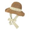 Foldable Handmade Straw Hat Summer Lace Strap Large Brim Seaside Sun Hat Sun Protection Vacation Beach Hat